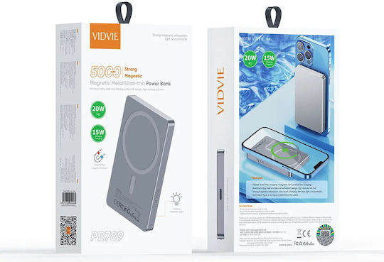 Vidvie PB789 MagSafe Power Bank 5000mAh 20W with USB-C Port Power Delivery Gray view 5