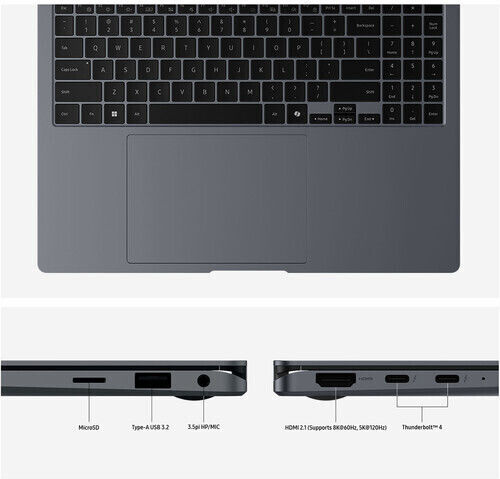 Samsung Galaxy Book4 Pro 360 16" OLED Touchscreen 120Hz (Ultra 7-155H/16GB/1TB SSD/W11 Pro) Moonstone Gray (US Keyboard) vue 5