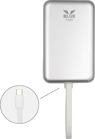 Blue Eagle BE-PBW-08 Power Bank 10000mAh 15W with USB-A Port and USB-C Port Silver