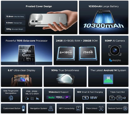 Doogee Blade10 Power Dual SIM (6GB/256GB) Resistant Smartphone Black view 5