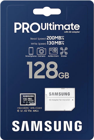 Samsung PRO Ultimate microSDXC 128GB U3 V30 A2 UHS-I 200MB/s with Adapter view 2