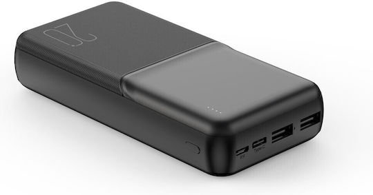 XO PR252 Power Bank 20000mAh with 2 USB-A Ports and USB-C Port Black vue 4