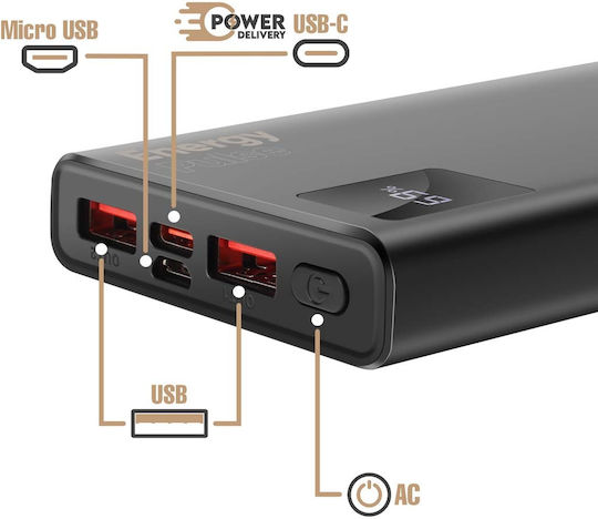 Obal:Me EnergyPulse Power Bank 10000mAh 22.5W with USB-A Port and USB-C Port Black view 5