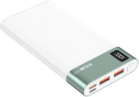 Remax RPP-198 Power Bank 10000mAh 22.5W with 2 USB-A Ports and USB-C Port Power Delivery White