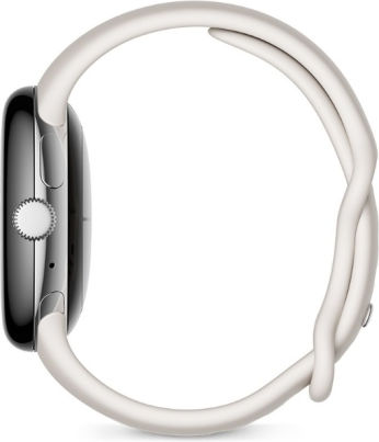 Google Pixel Watch Stainless Steel 41mm with Heart Rate Monitor (Polished Silver case/Chalk Active band) vue 4