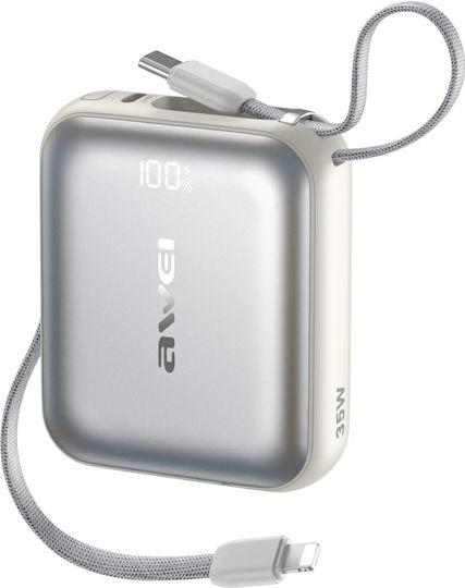 Awei AS-181 Power Bank 10000mAh 35W with USB-C Port Silver