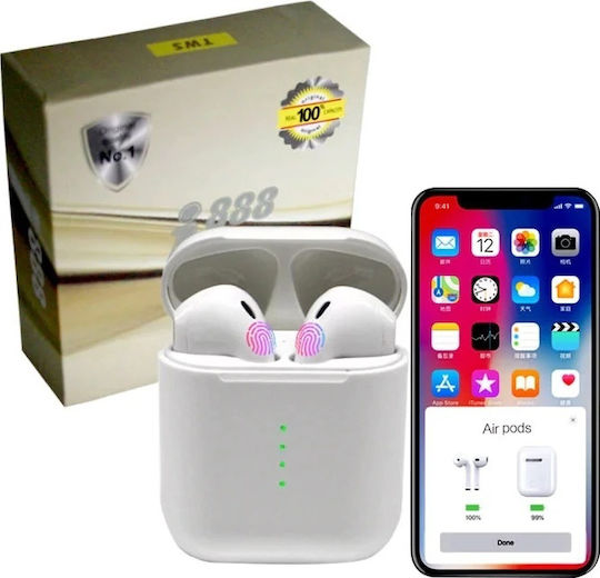 I888 Earbud Bluetooth Handsfree Earphones with Charging Case White view 3