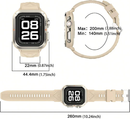 BlackView W30 Waterproof Smartwatch with Heart Rate Monitor (Beige) vue 2