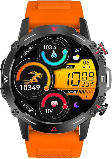 Trevi T-FIT 510 A Aluminium 53mm Smartwatch with Heart Rate Monitor (Black-Orange) vue 2