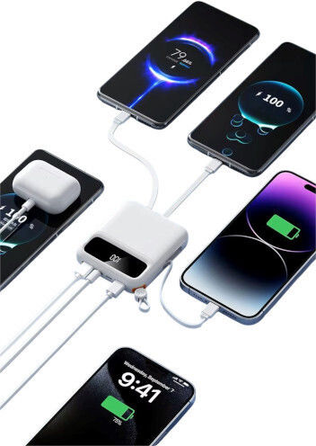 Mini DX263 Power Bank 10000mAh 22W With 2 USB-A Output Ports And USB-C Output Port White view 4