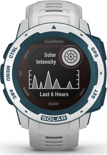 Garmin Instinct Solar Surf Edition 45mm Waterproof Smartwatch with Heart Rate Monitor (Cloudbreak) vue 2