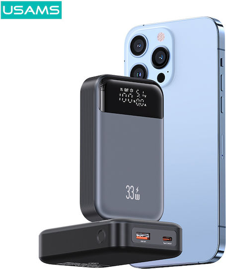 Usams CD221 Power Bank 10000mAh 33W with USB-A Port and USB-C Port Gray view 6