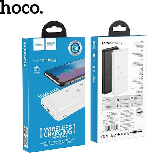 Hoco Surf J50 Wireless Power Bank 10000mAh with USB-A Port White view 3
