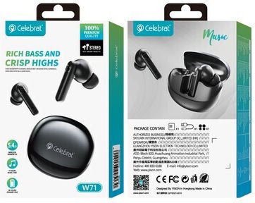 Celebrat W71 In-ear Bluetooth Handsfree Earphones with Charging Case Black view 6