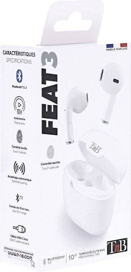 T'nB Feat 3 In-ear Bluetooth Handsfree Earphones with Charging Case White view 4