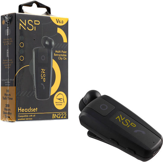 NSP BN222 In-ear Bluetooth Handsfree Earphone Lapel Black view 1