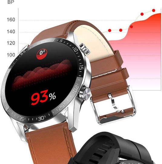 Nubi L13 Smartwatch with Heart Rate Monitor (Brown / Leather Strap) view 5