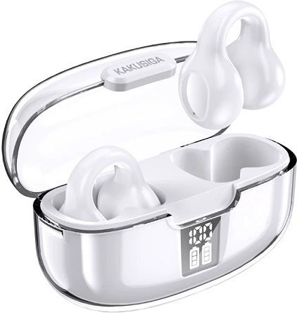 Kakusiga KSC-1113 Open Ear Bluetooth Handsfree Earphones with Charging Case White
