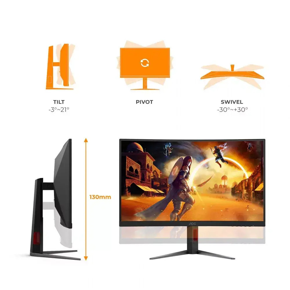 AOC C27G4Z2 VA Curved Gaming Monitor 27" FHD 1920x1080 280Hz with 1ms Response Time GTG view 7