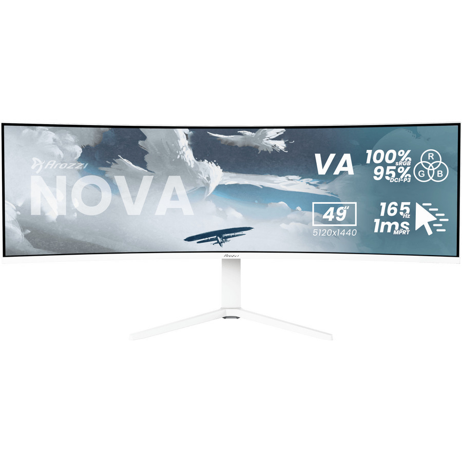 Arozzi Nova UltraWide Curved Monitor 49" 5120x1440 165Hz White view 3