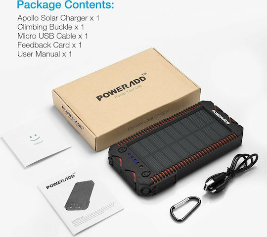 Poweradd Apollo 2 Solar Power Bank 12000mAh 18W with 2 USB-A Ports Black view 4