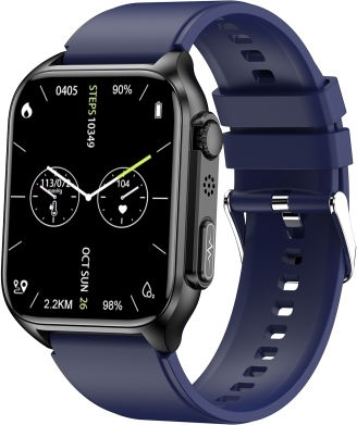 Tk12 1.96 Inch Ip67 Waterproof Silicone Band Smart Watch Supports Ecg Remote Families Care Bluetooth Call Body Temperature Monitoring Blue view 1