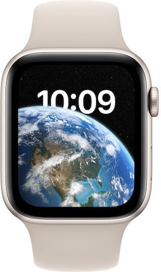 Apple Watch SE 2022 Aluminium 44mm Waterproof with Heart Rate Monitor (Starlight with Starlight Sport Band) view 8