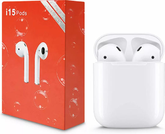 i15 Earbud Bluetooth Handsfree Earphones with Charging Case White view 2