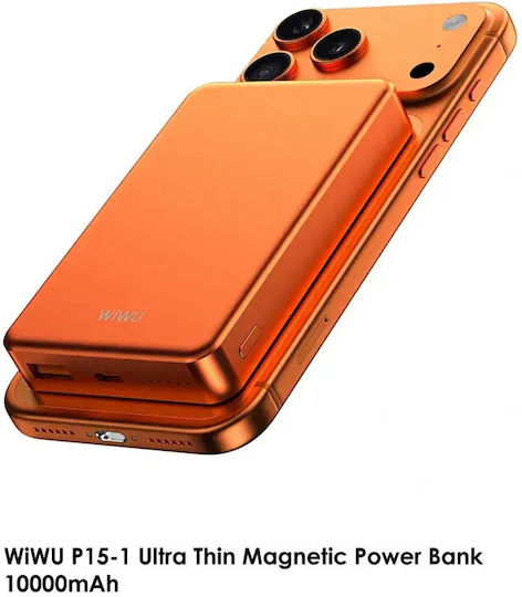 Wiwu P15-1 MagSafe Power Bank 10000mAh 15W Power Delivery Orange view 1