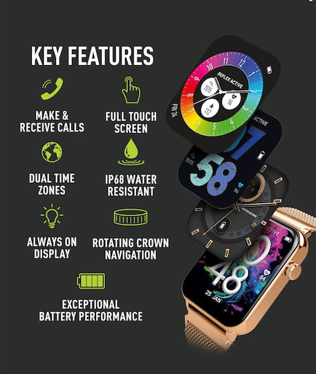 Reflex Active Series 30 36mm Smartwatch with Heart Rate Monitor (Rose Gold Mesh) view 3