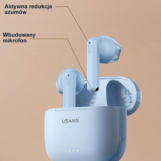 Usams BHUUS03 Earbud Bluetooth Handsfree Earphones with Charging Case Blue view 4