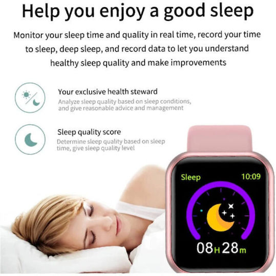Y68 Smartwatch with Heart Rate Monitor (Pink) view 5