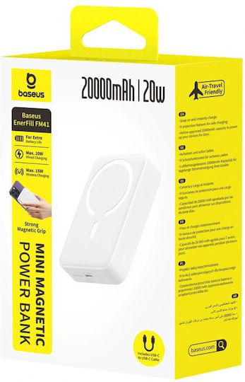 Baseus EnerFill FM41 MagSafe Power Bank 20000mAh 20W with USB-C Port White view 5