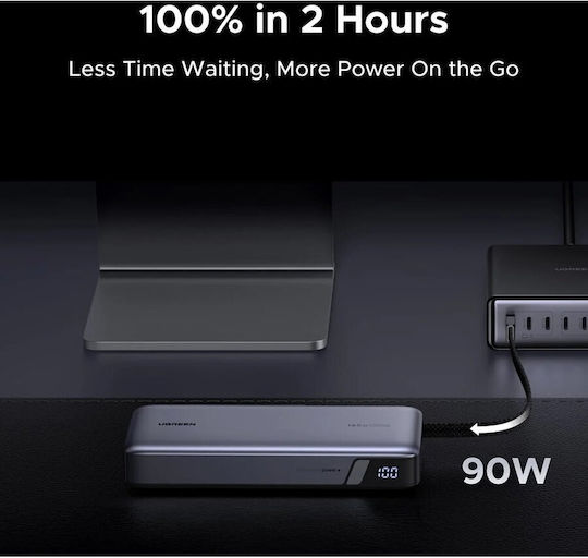 Ugreen PB726 Power Bank 25000mAh 165W with USB-A Port and 3 USB-C Power Delivery Ports Gray view 6