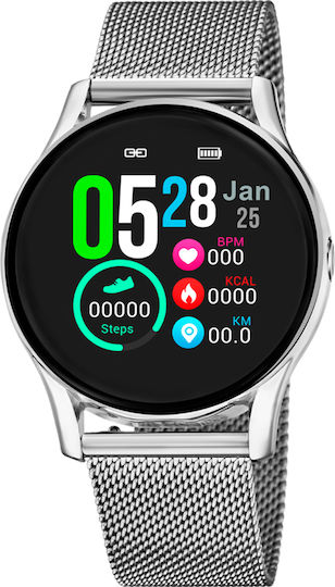 Lotus Watches 50000/A Stainless Steel Smartwatch with Heart Rate Monitor (Silver)