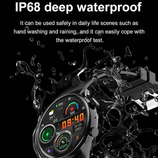HK8 Pro Smartwatch with Heart Rate Monitor (Silver Case / Brown Leather Strap) view 4