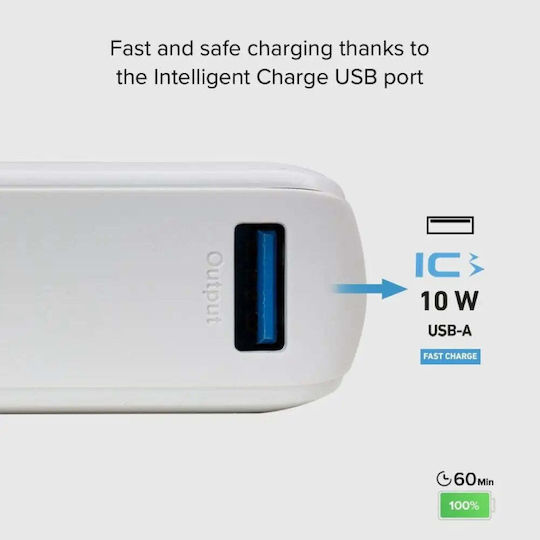 SBS Power Bank 10000mAh 10W with USB-A Port and USB-C Port White view 4