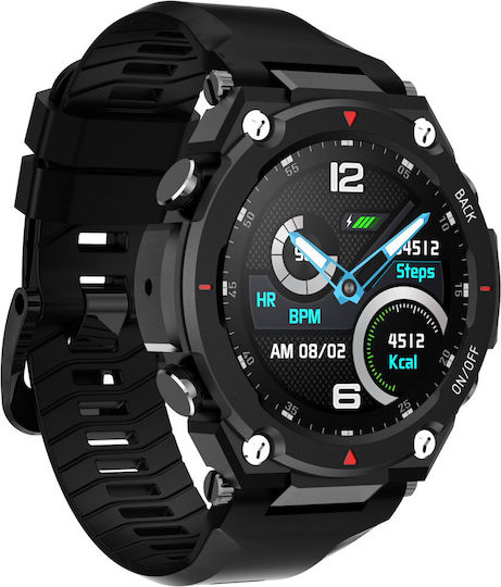 Smartwatch Star Black Idealstore 1.32 Inch Hd 360x360 Touchscreen Ip68 Water Resistant Heart Rate Monitoring Bluetooth Calling Function Built-in Microphone Black