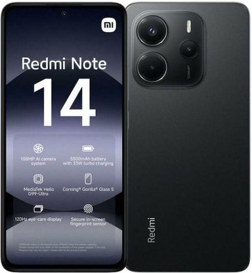 Xiaomi Redmi Note 14 4G NFC Dual SIM (8GB/128GB) Midnight Black view 1