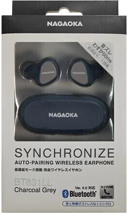 Nagaoka BT831LL In-ear Bluetooth Handsfree Earphones with Sweat Resistance and Charging Case Charcoal Gray view 2
