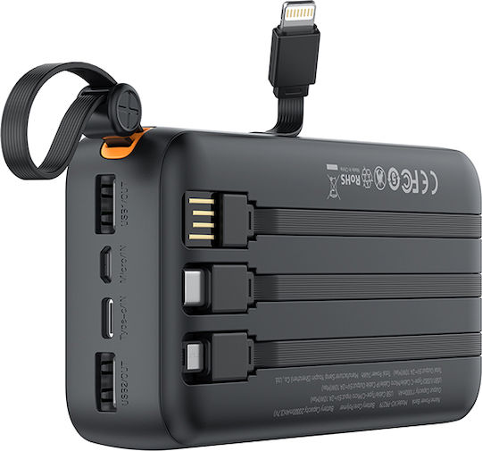 XO PR279 Power Bank 20000mAh 10W with 2 USB-A Ports and USB-C Port Black view 4