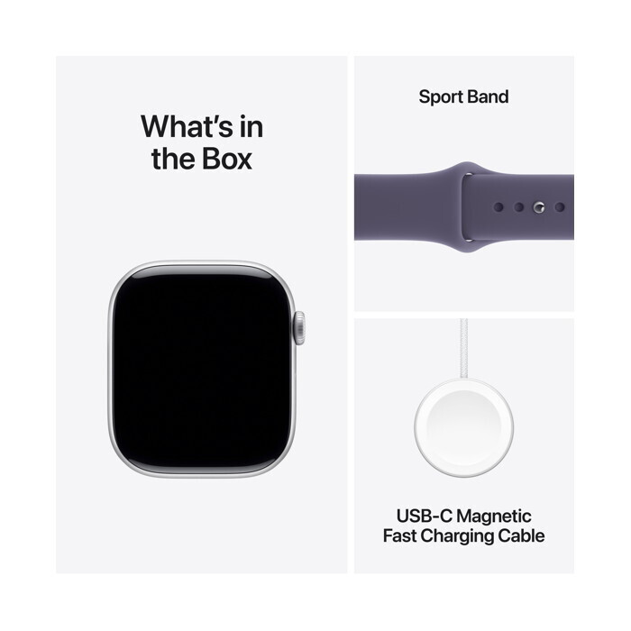 Apple Watch Series 11 Aluminium 46mm Waterproof with Heart Rate Monitor (Silver Aluminium Case with Purple Fog Sport Band - M/L) view 6