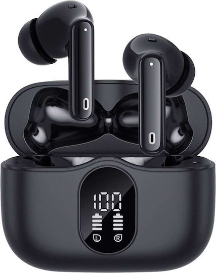 Techsuit WaveBeat 100 In-ear Bluetooth Handsfree Earphones with Charging Case Black view 1