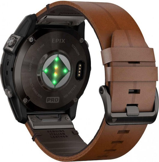 Garmin Epix Pro (Gen 2) Sapphire Edition Titanium 51mm Waterproof Smartwatch with Heart Rate Monitor (Carbon Gray DLC Titanium with Chestnut Leather) view 7