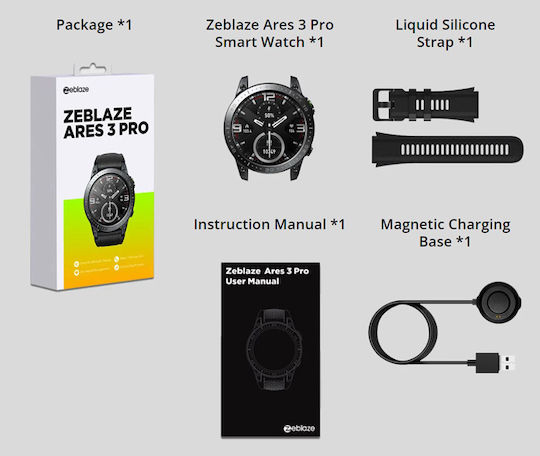 Zeblaze Ares 3 Pro 49mm Smartwatch with Heart Rate Monitor (Black) view 9