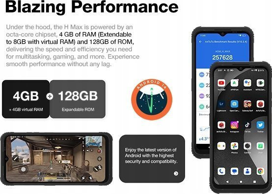 AGM H Max Dual SIM (4GB/128GB) Resistant Smartphone Black view 5