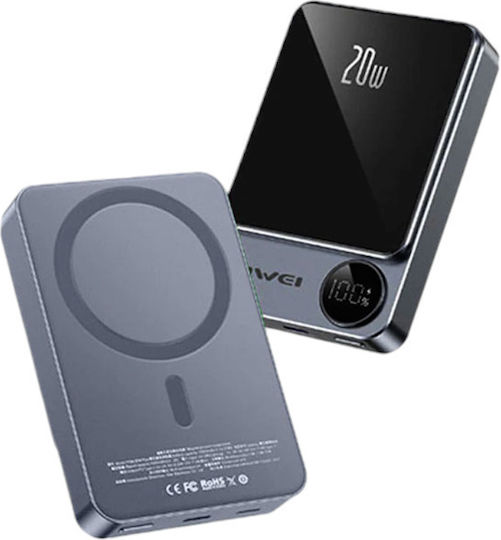 Awei P39K MagSafe Power Bank 10000mAh 15W with USB-C Port Power Delivery Gray