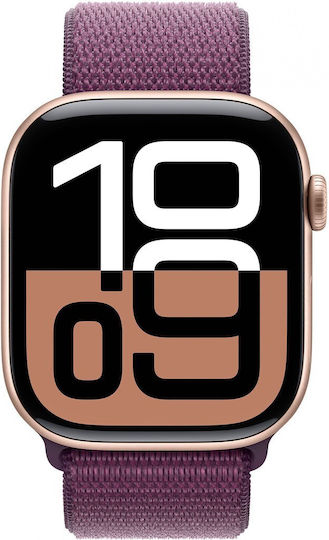 Apple Watch Series 10 Cellular Aluminium 46mm Waterproof with eSIM and Heart Rate Monitor (Rose Gold / Plum Sport Loop) view 2