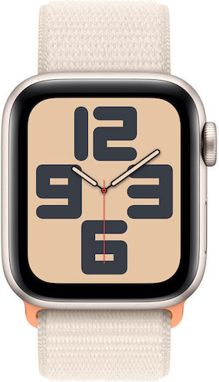 Apple Watch SE 2023 Aluminium 40mm Waterproof with Heart Rate Monitor (Starlight with Starlight Sport Loop) view 2