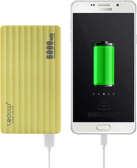 Leouw LE-360 Power Bank 6000mAh with 2 USB-A Ports Yellow